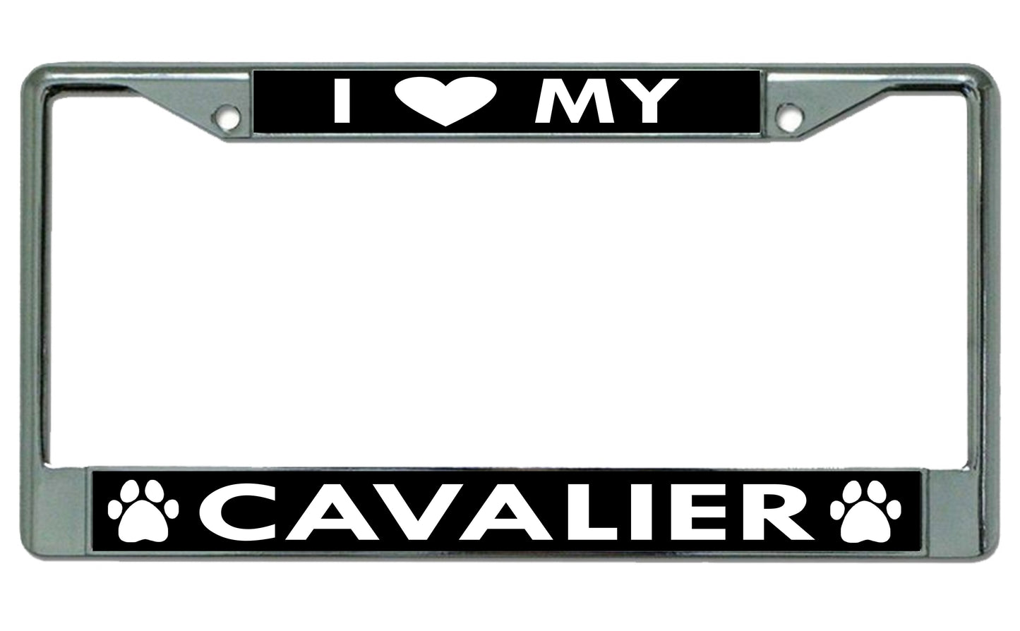 I Heart My Cavalier Dog Chrome License Plate Frame