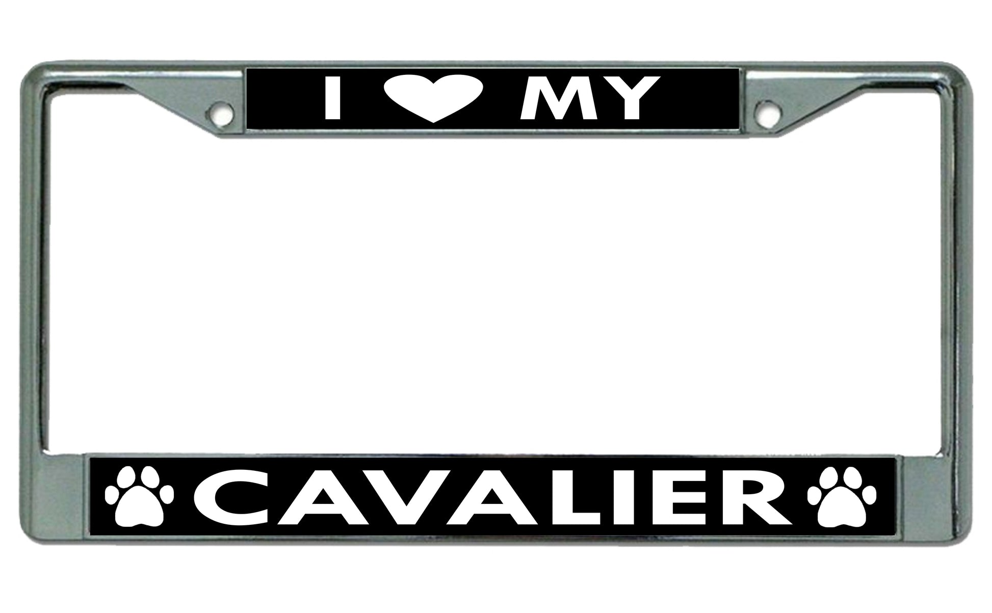 I Heart My Cavalier Dog Chrome License Plate Frame