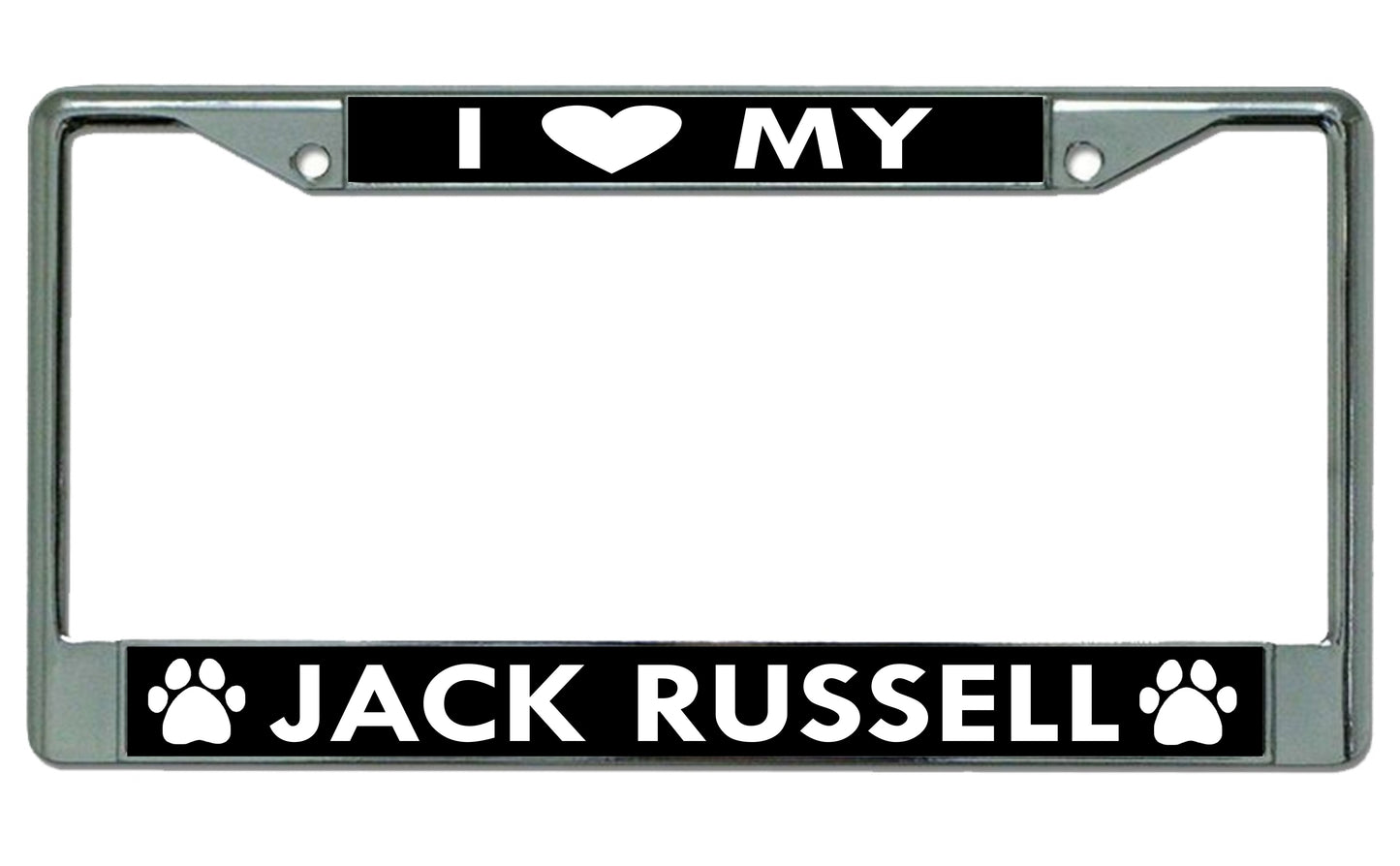 I Heart My Jack Russell Dog Chrome License Plate Frame