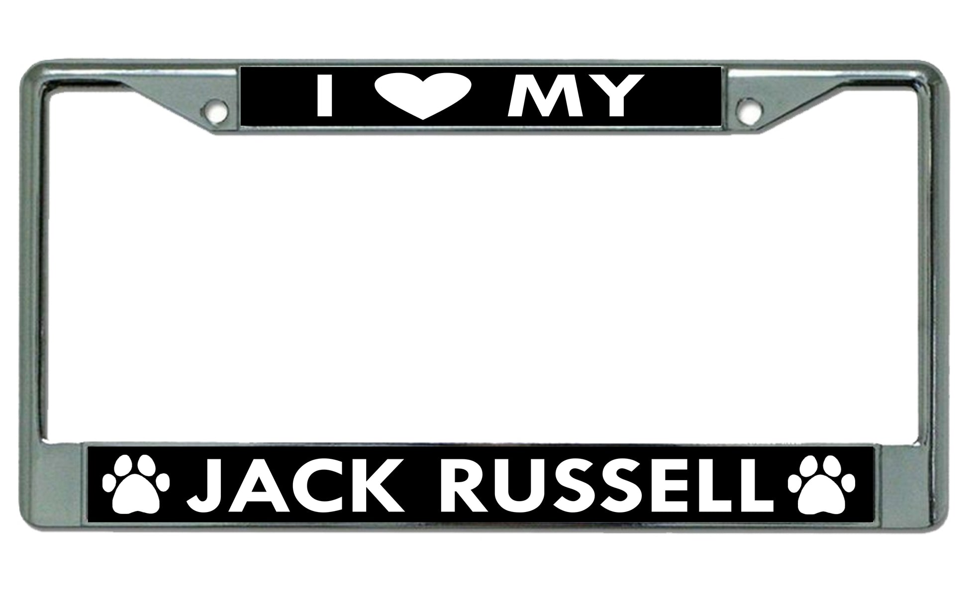 I Heart My Jack Russell Dog Chrome License Plate Frame