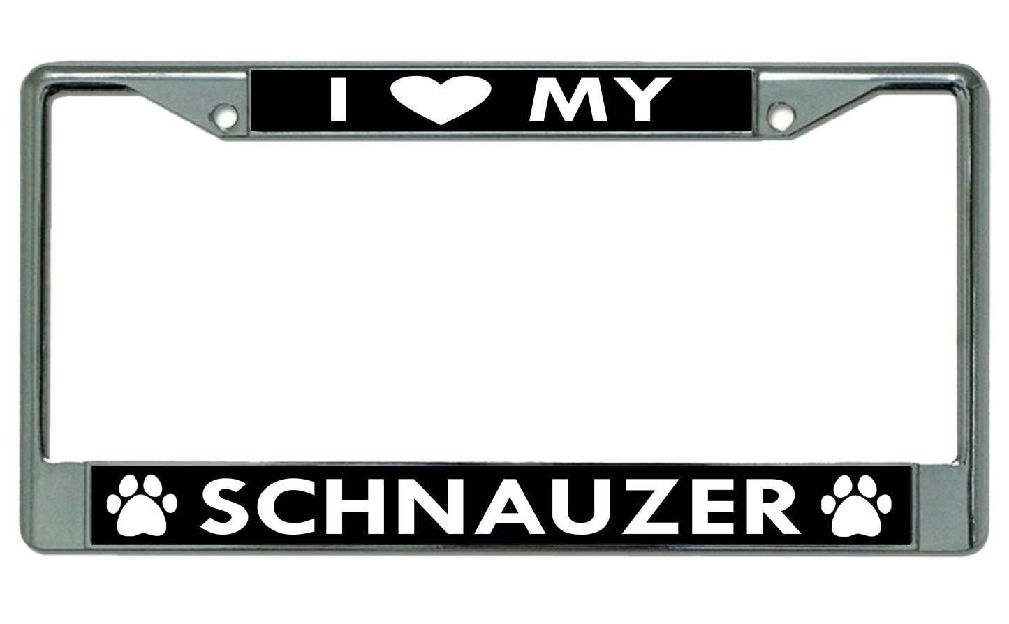 I Heart My Schnauzer Dog Chrome License Plate Frame