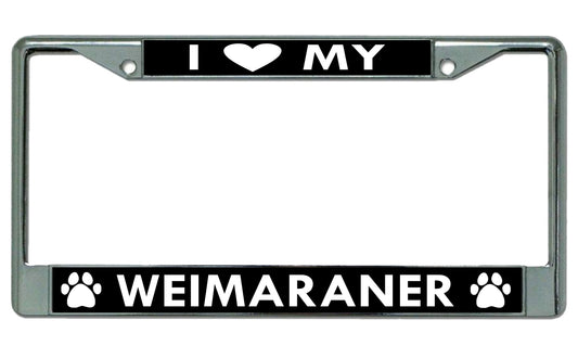 I Heart My Weimaraner Dog Chrome License Plate Frame