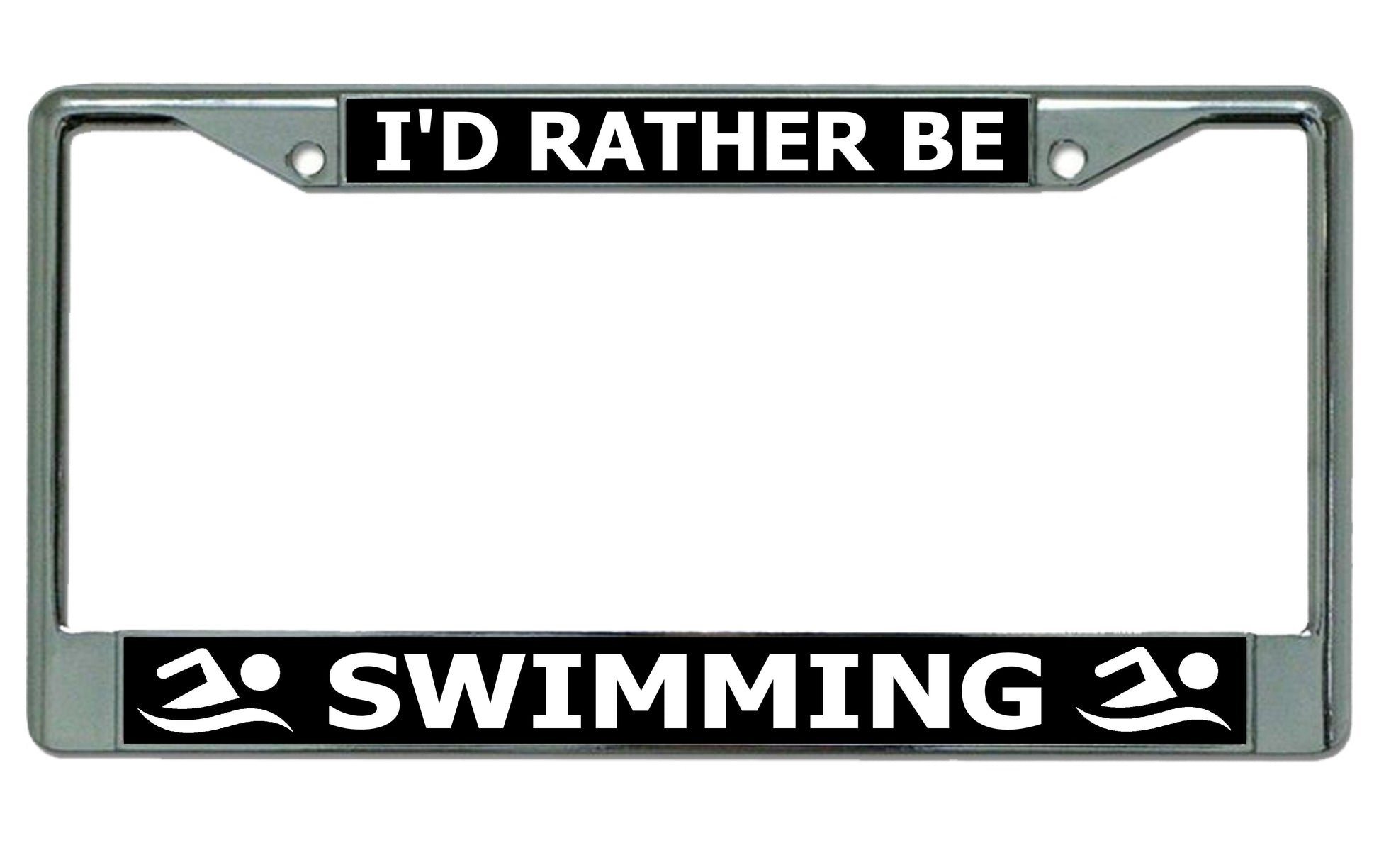 I'd Rather Be Swimming Chrome License Plate Frame