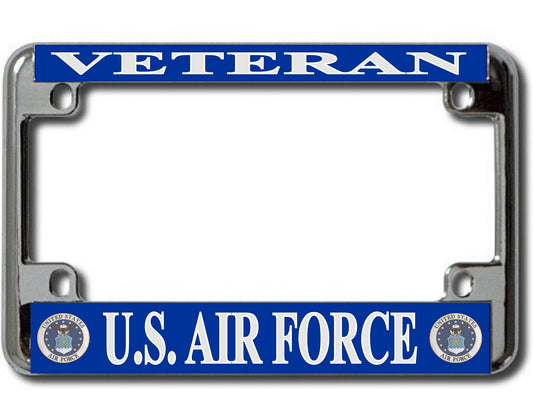 U.S. Air Force Veteran Chrome Motorcycle License Plate Frame