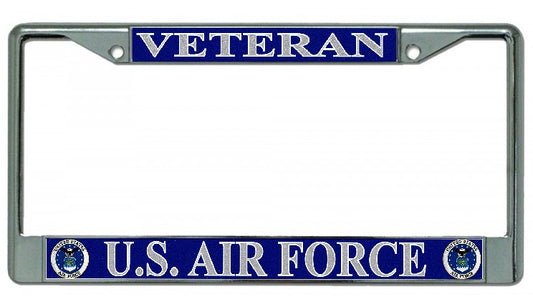 U.S. Air Force Veteran Chrome License Plate Frame