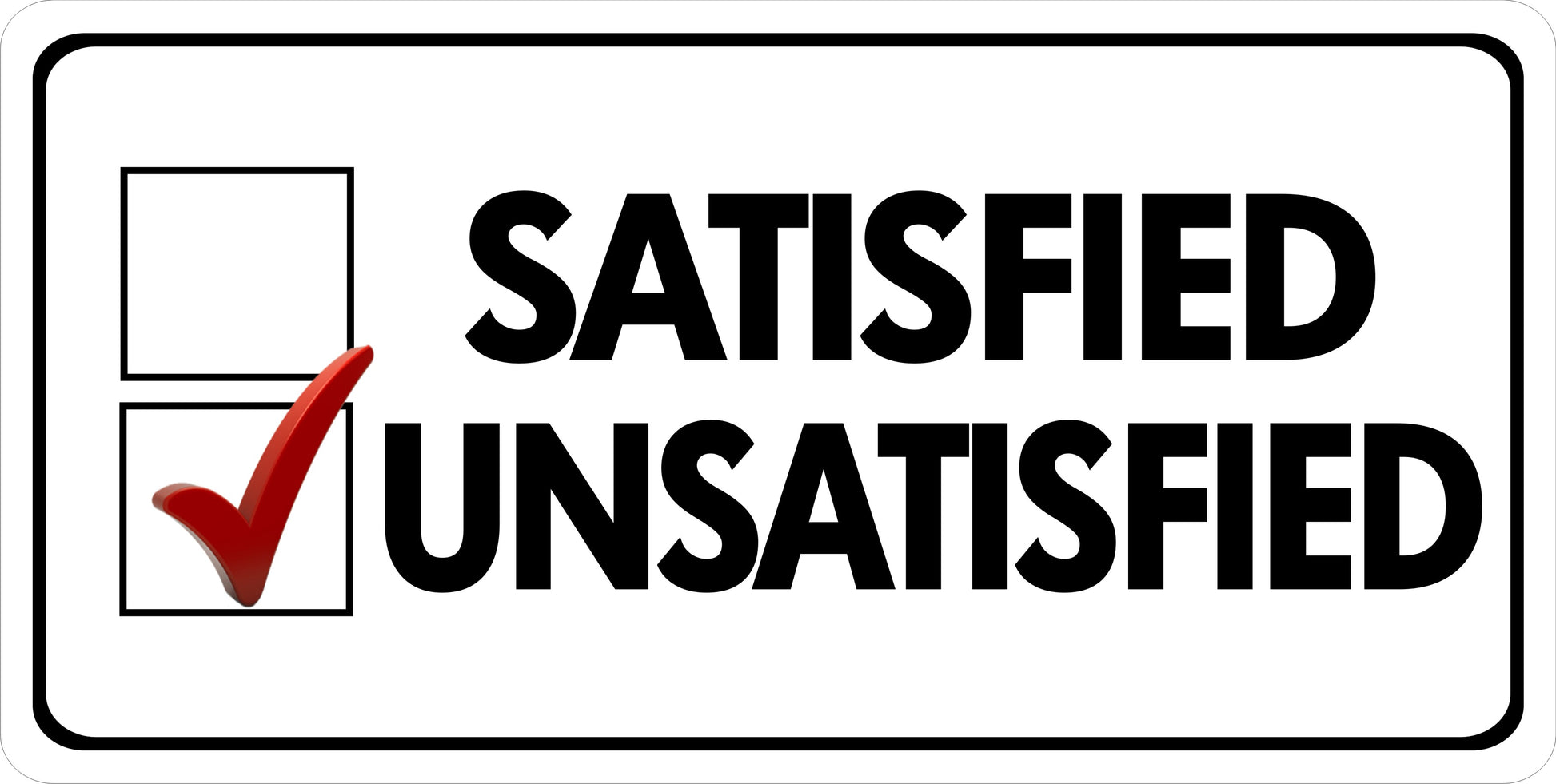 Check Mark Unsatisfied Photo License Plate