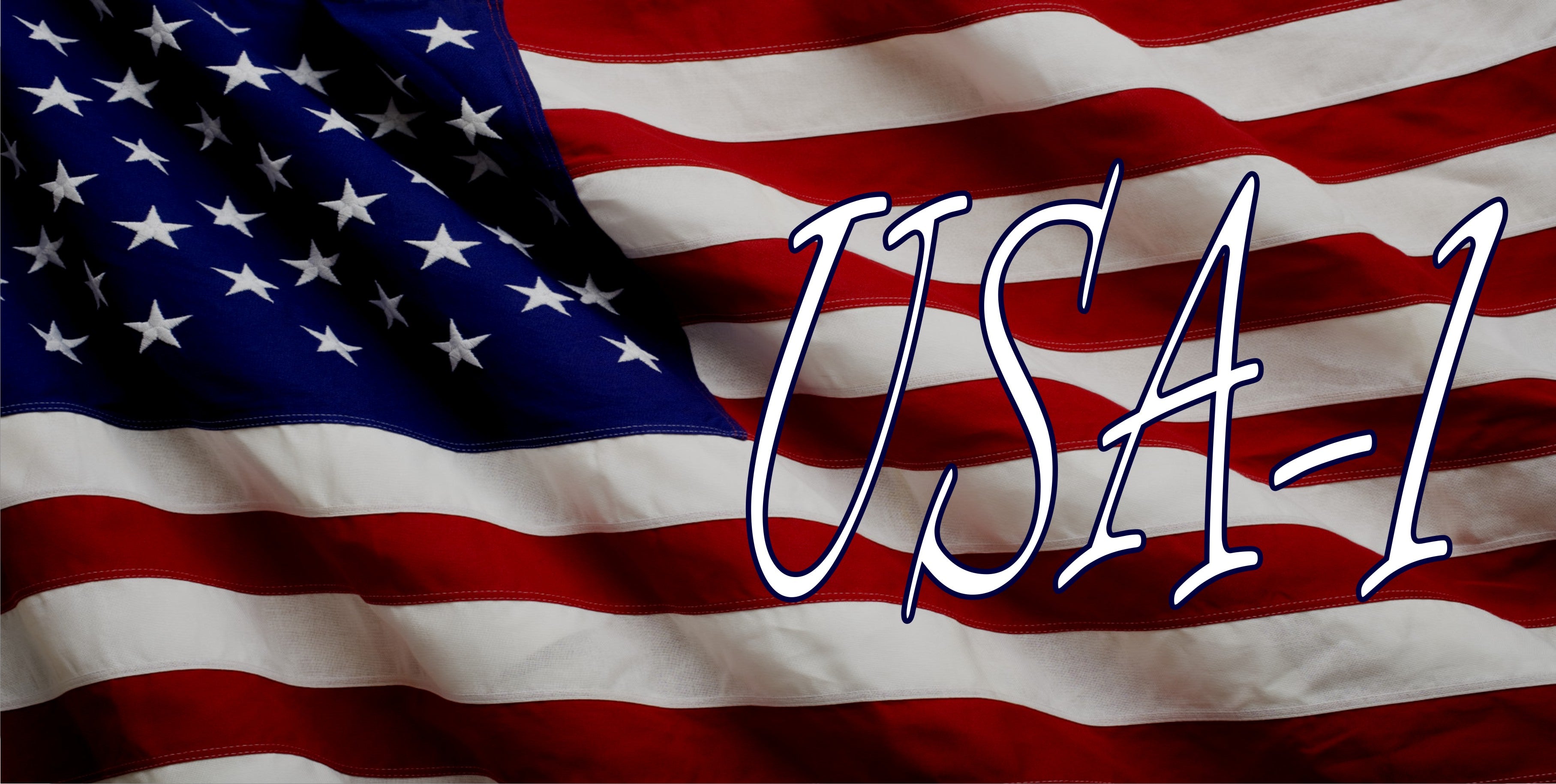 USA-1 On U.S. Flag Photo License Plate – Auto License Plates Frames