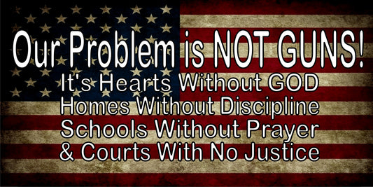 Our Problem Is Not Guns On U.S. Flag Photo License Plate