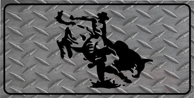 Bull Rider Diamond Photo License Plate