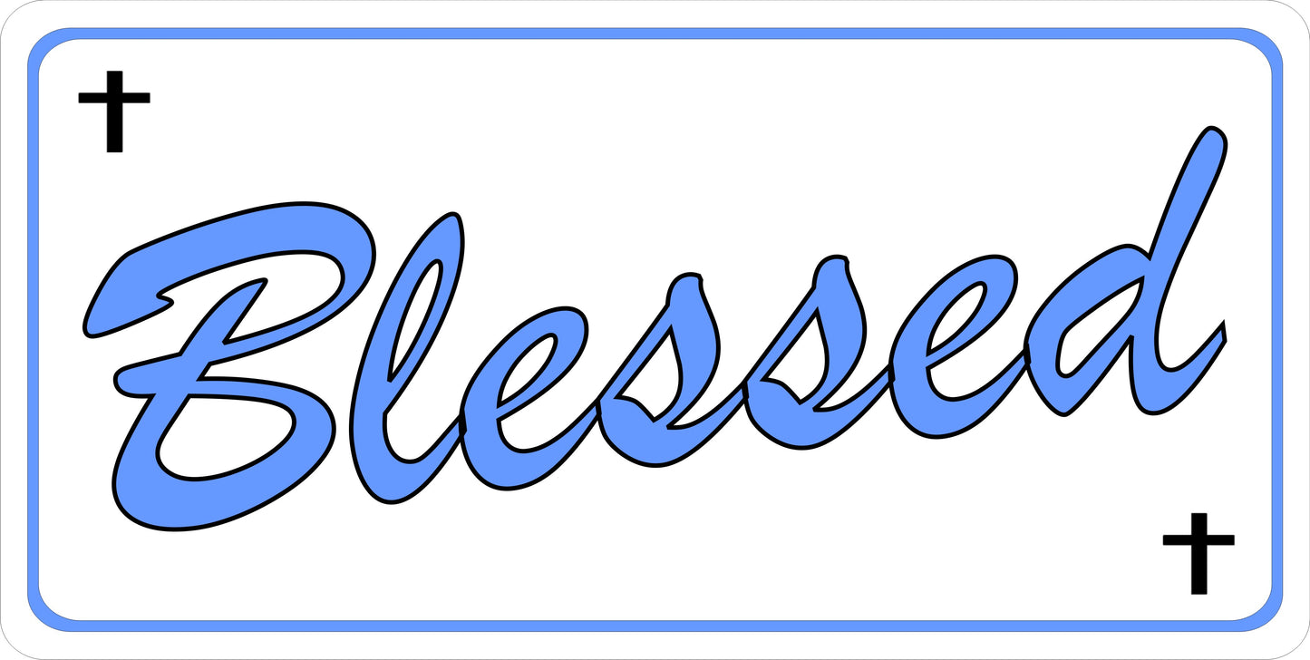 Blessed On White Photo License Plate