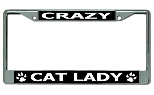 Crazy Cat Lady Chrome License Plate Frame