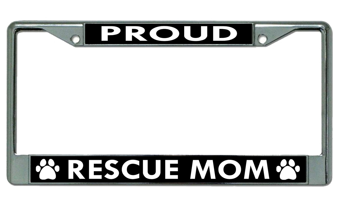 Proud Rescue Mom Chrome License Plate Frame