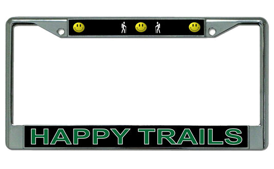 Happy Trails Hiking Chrome License Plate Frame