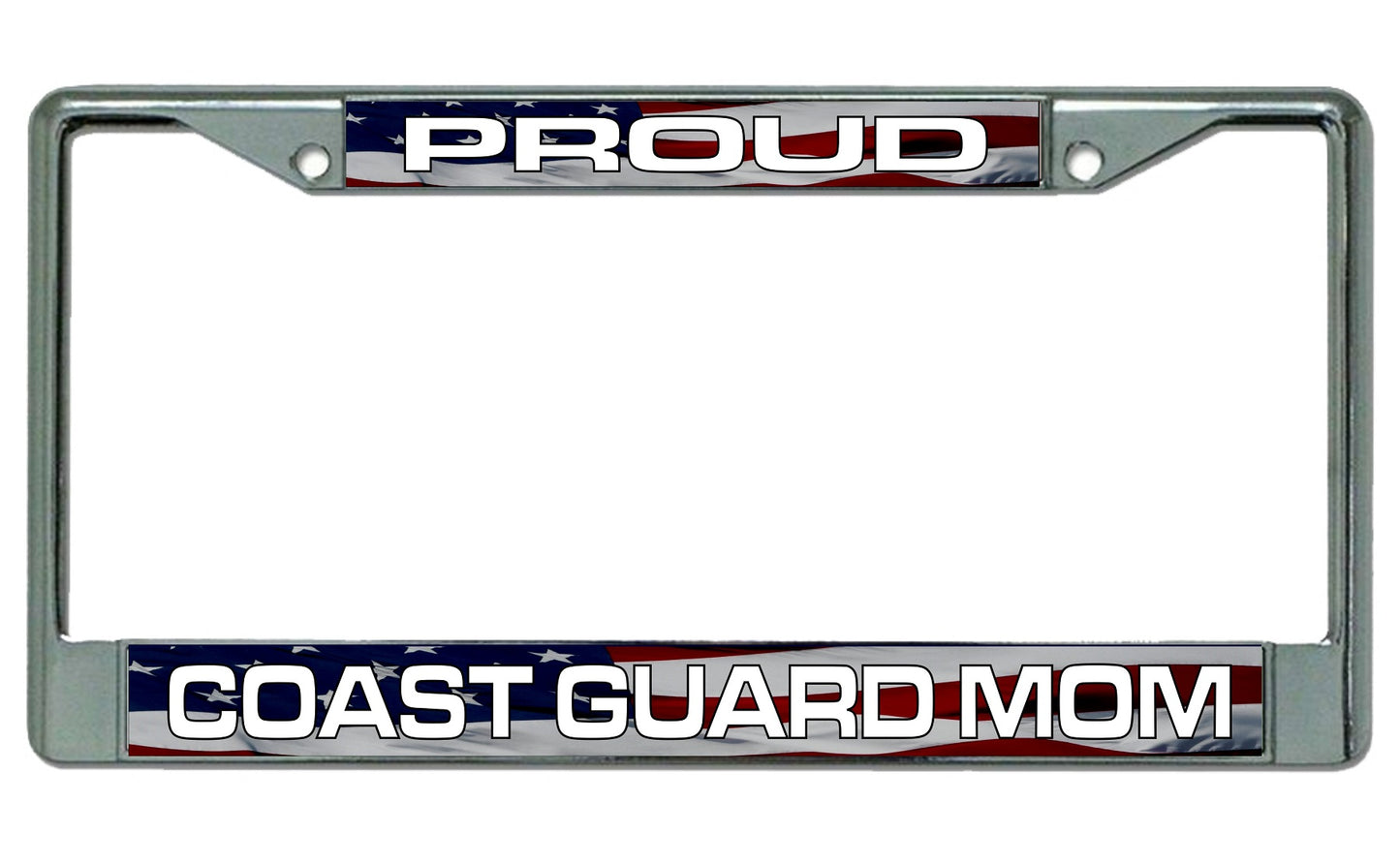 Proud Coast Guard Mom Chrome License Plate Frame