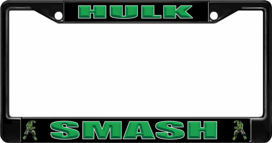 Hulk Smash Black License Plate Frame