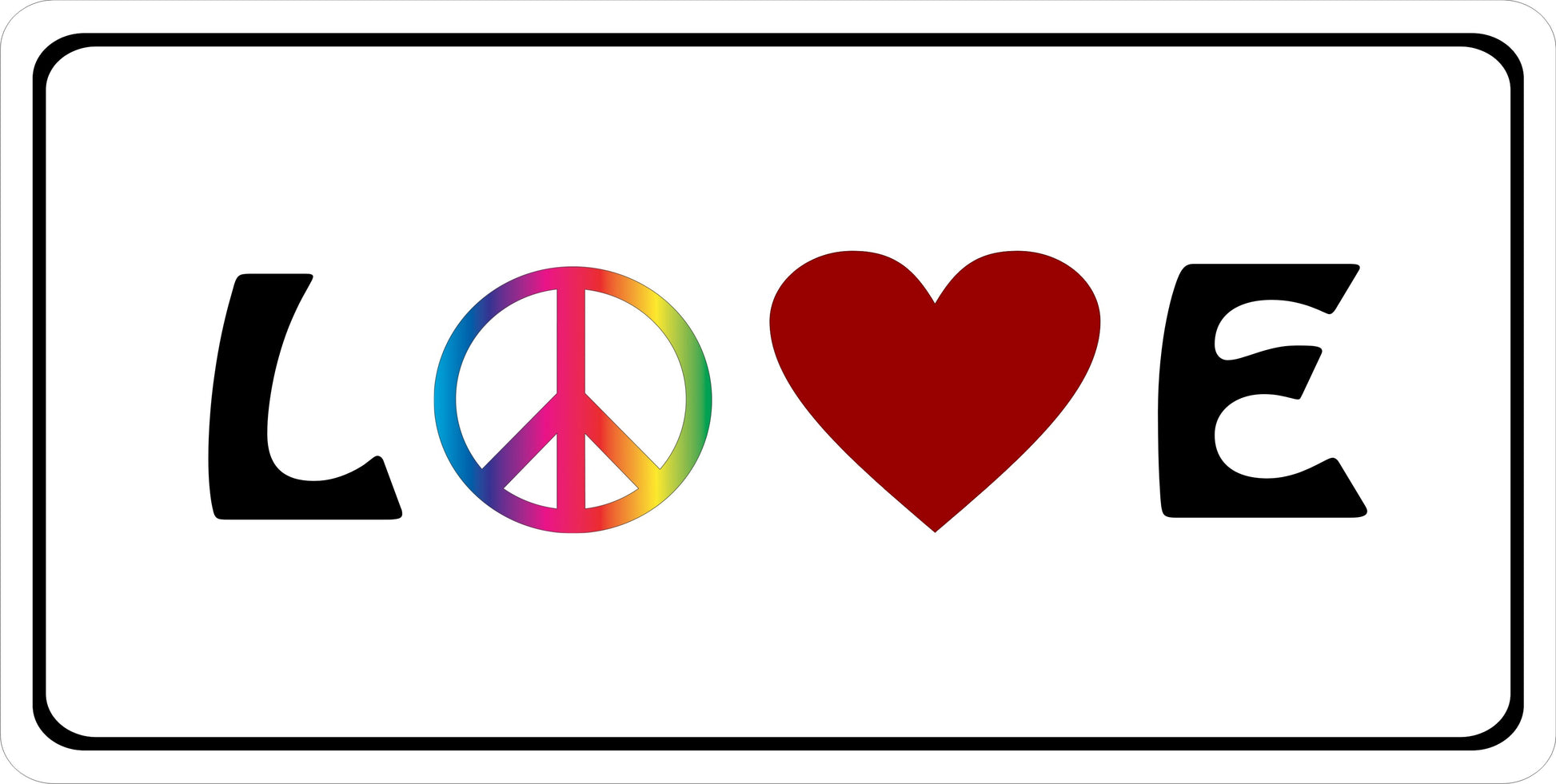 Love With Heart And Piece Photo License Plate