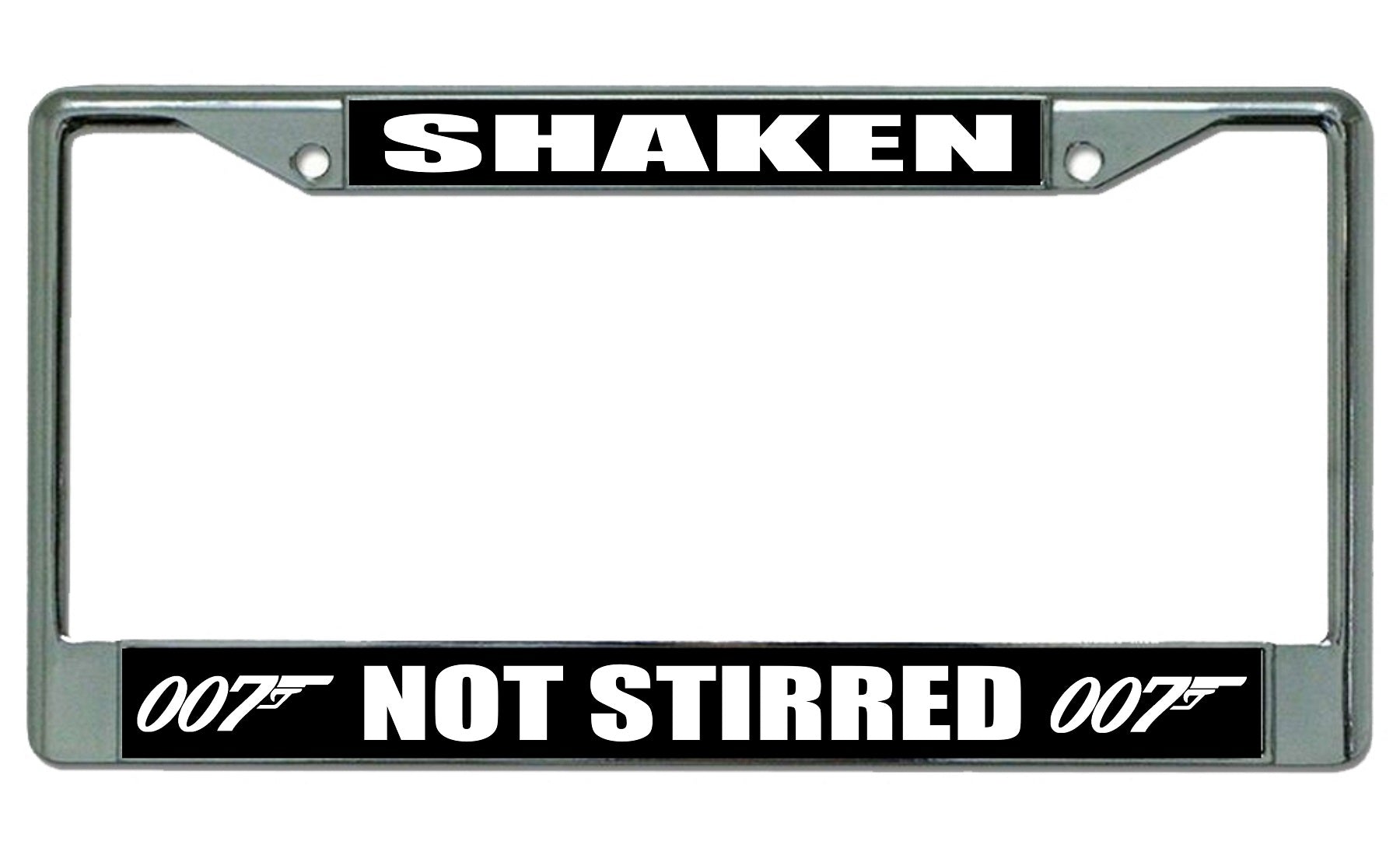 007 Shaken Not Stirred Chrome License Plate Frame