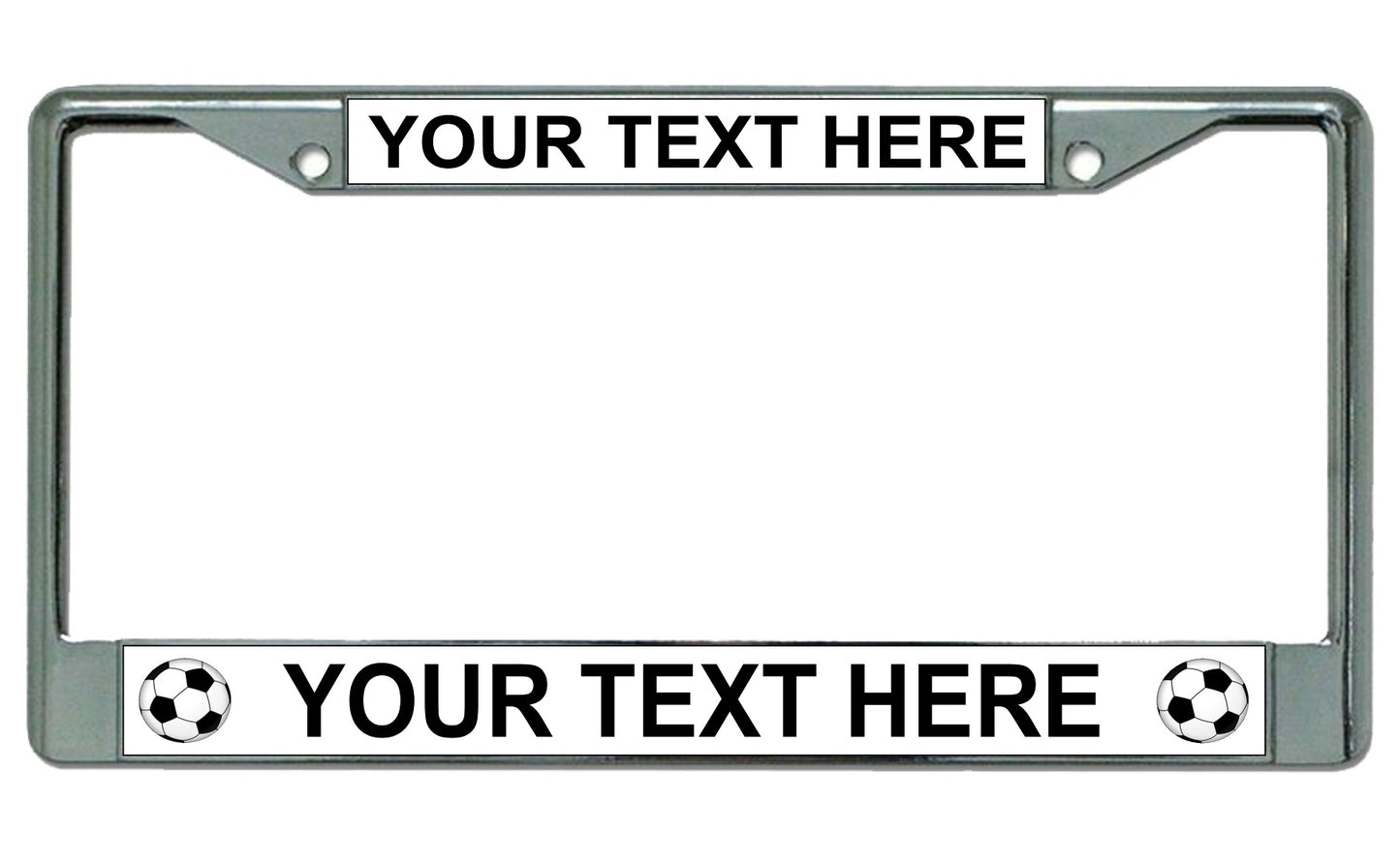 Your Text Here Soccer Balls Chrome License Plate Frame