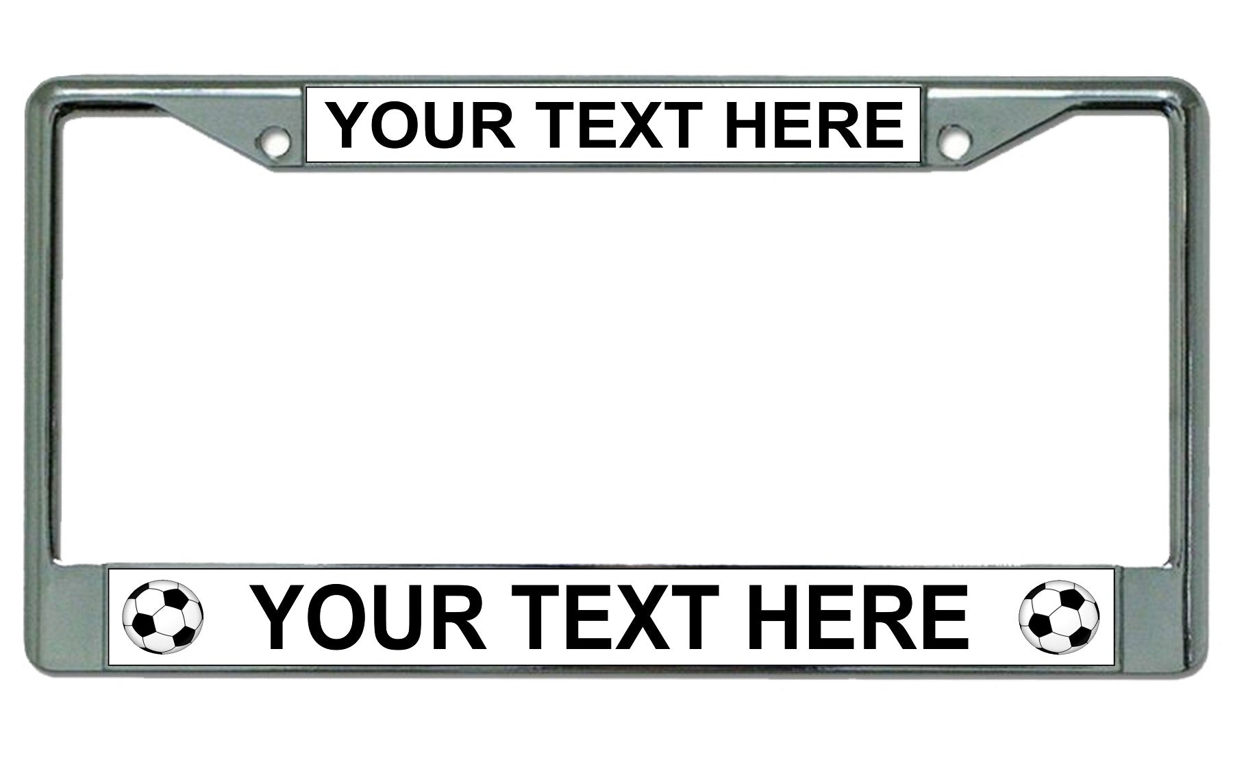 Your Text Here Soccer Balls Chrome License Plate Frame