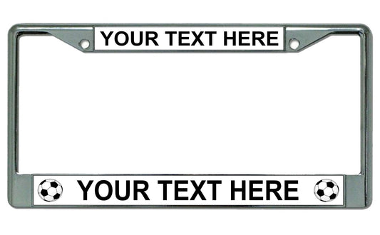 Your Text Here Soccer Balls Chrome License Plate Frame