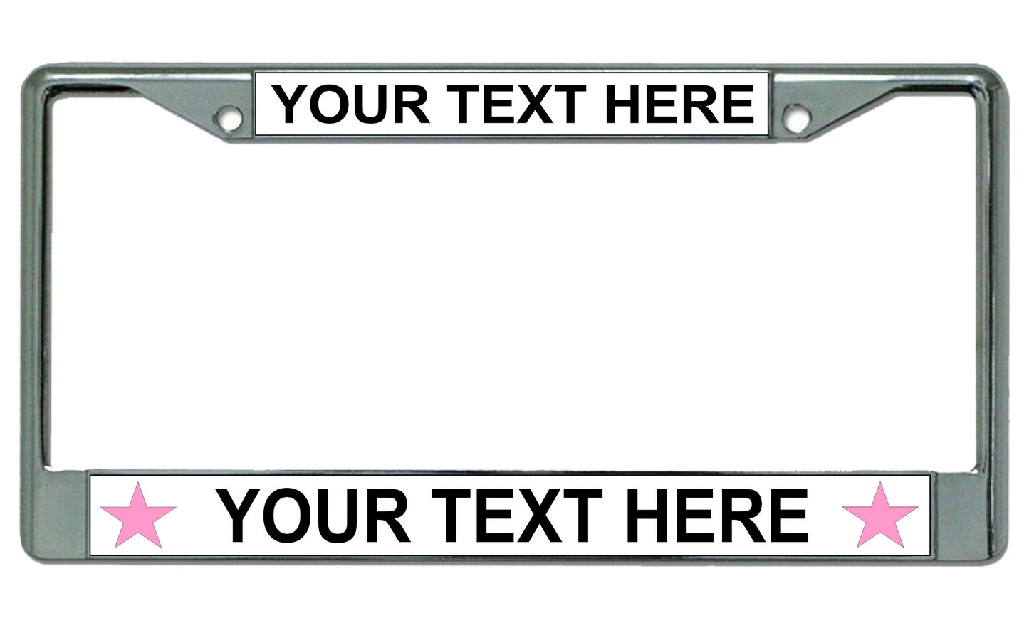 Your Text Here Pink Stars Chrome License Plate Frame