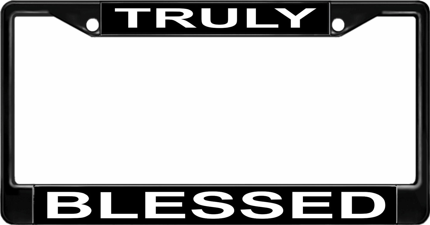 Truly Blessed Black License Plate Frame