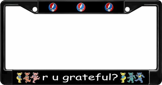 R U Grateful Black License Plate Frame