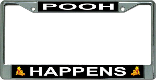 Pooh Happens Chrome License Plate Frame