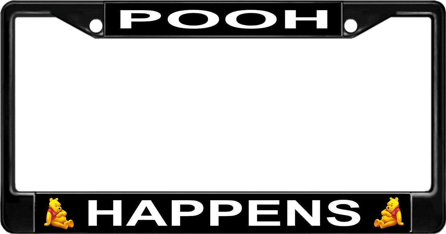 Pooh Happens Black License Plate Frame