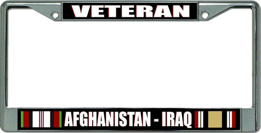 Afghanistan - Iraq Veteran Chrome License Plate Frame