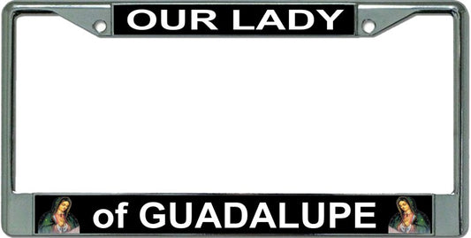 Mother Of Guadalupe Chrome License Plate Frame