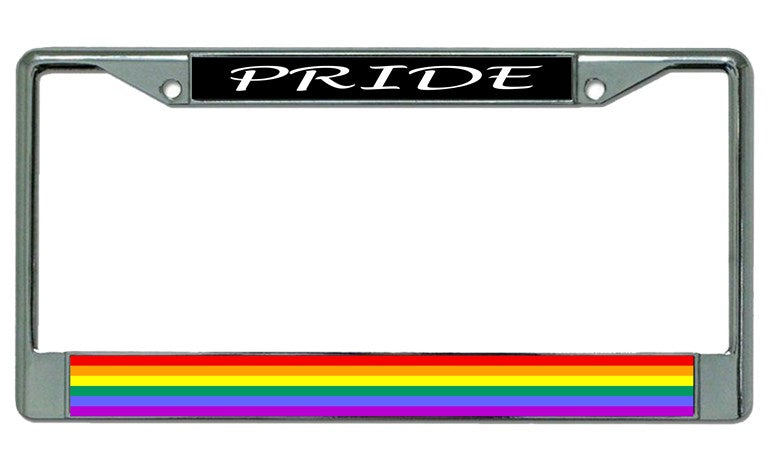 Gay Pride Chrome License Plate Frame