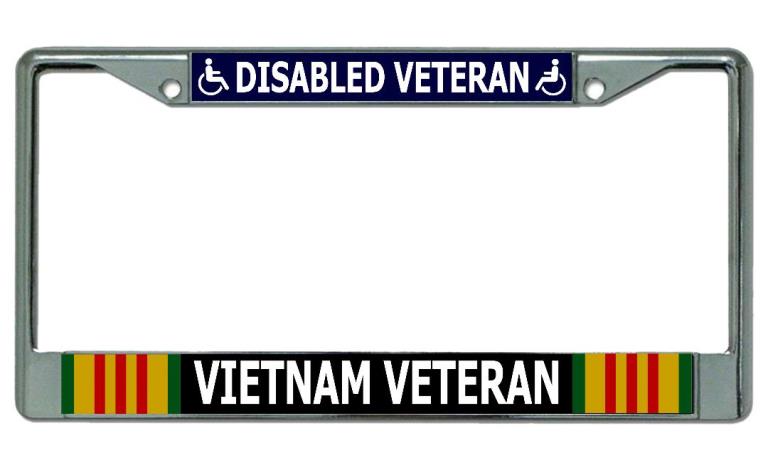 Disabled Vietnam Veteran Chrome License Plate Frame