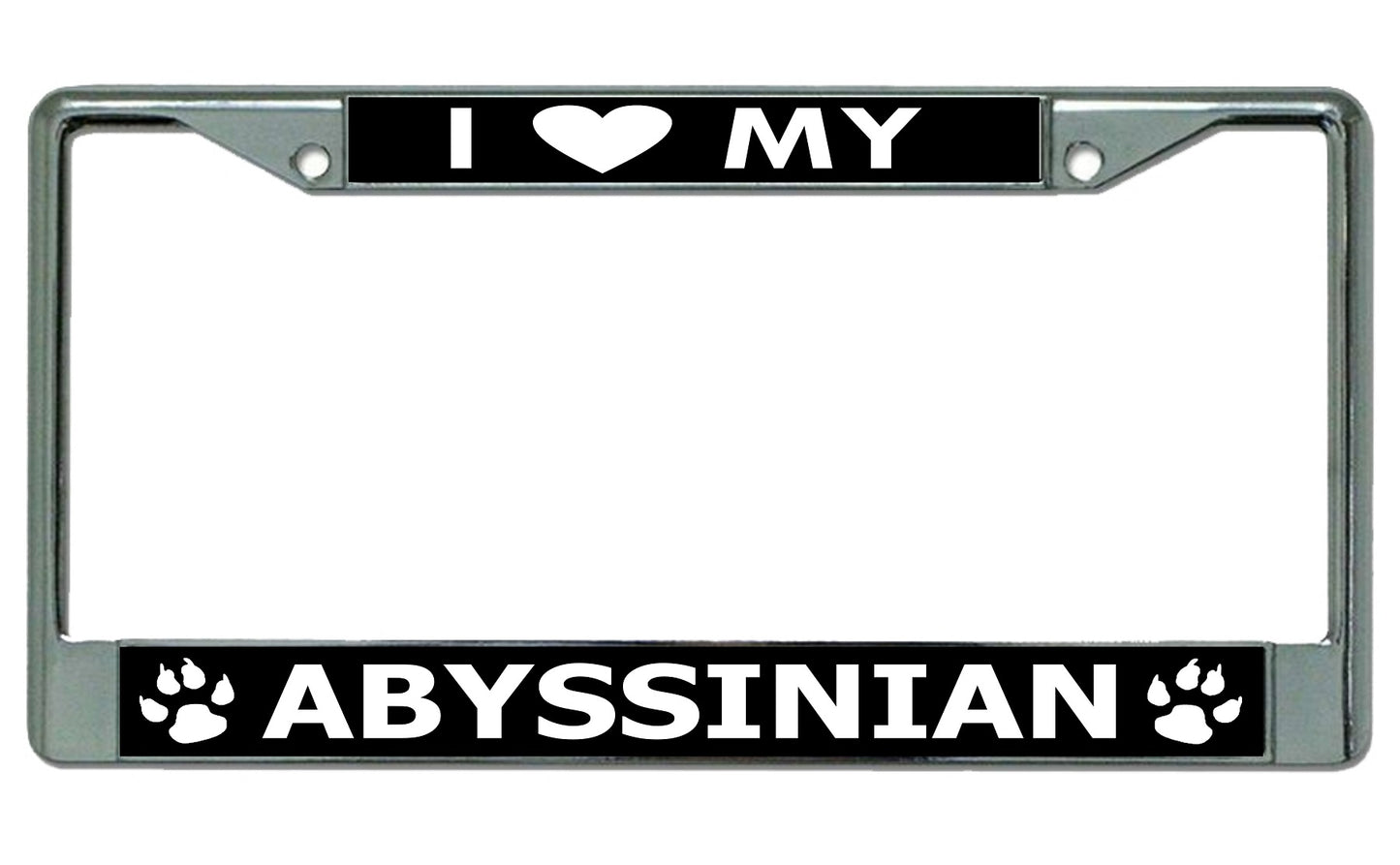 I Love My Abyssinian Cat Chrome License Plate Frame