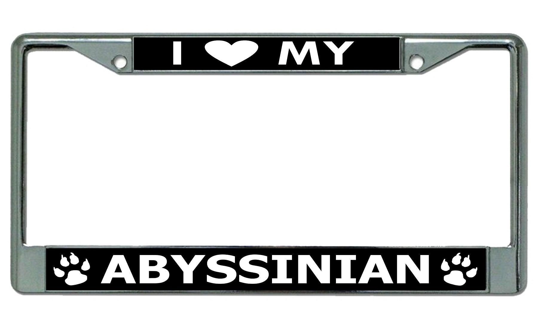 I Love My Abyssinian Cat Chrome License Plate Frame