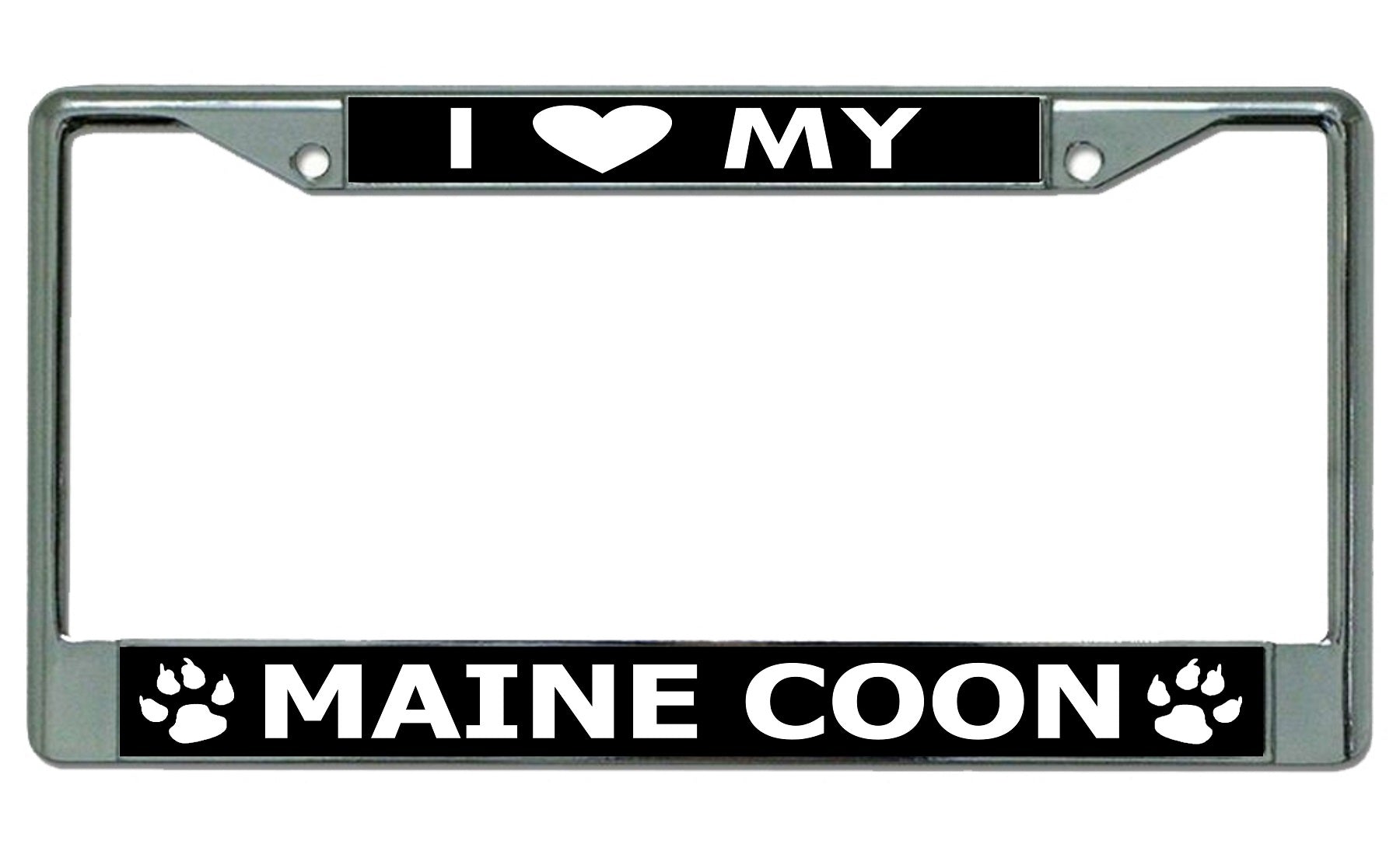 I Love My Maine Coon Cat Chrome License Plate Frame