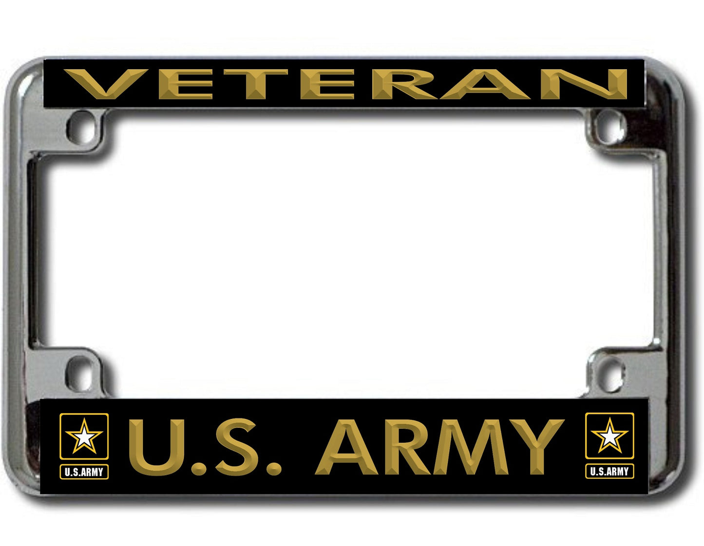 Veteran U.S. Army Chrome Motorcycle License Plate Frame