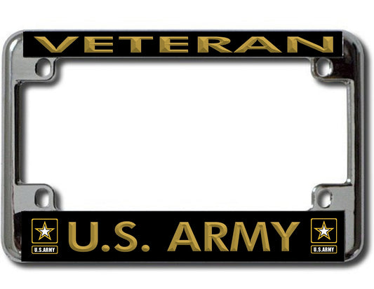 Veteran U.S. Army Chrome Motorcycle License Plate Frame