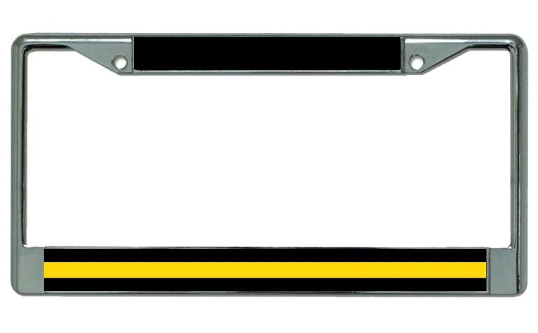 Thin Yellow Line Security Guard Chrome License Plate Frame – Auto ...