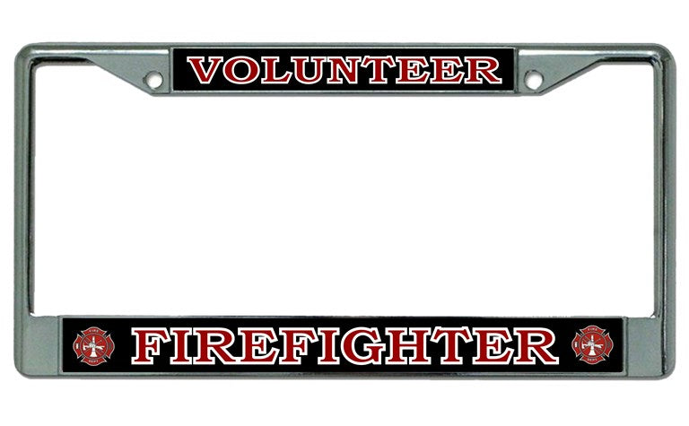 Volunteer Firefighter Chrome License Plate Frame