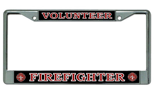 Volunteer Firefighter Chrome License Plate Frame