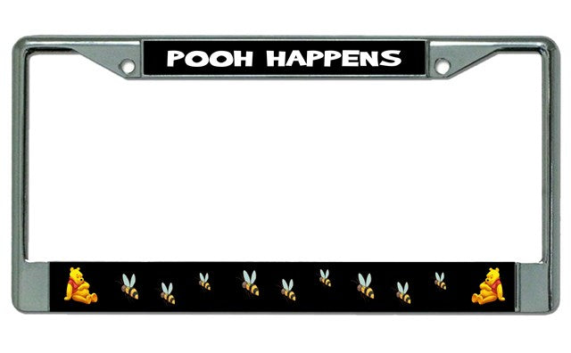 Pooh Happens Chrome License Plate Frame