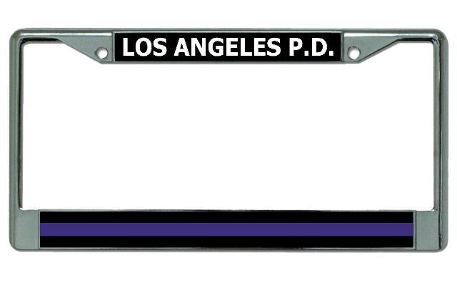 Los Angeles P.D. Thin Blue Line Chrome License Plate Frame