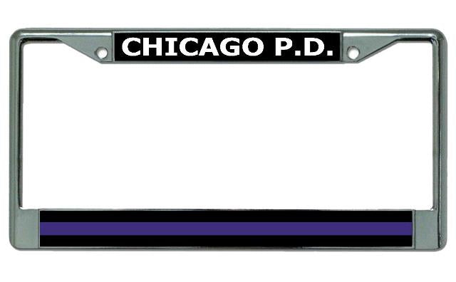 Chicago P.D. Thin Blue Line Chrome License Plate Frame