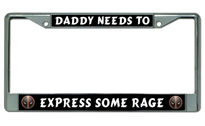 Deadpool Daddy Rage Chrome License Plate Frame