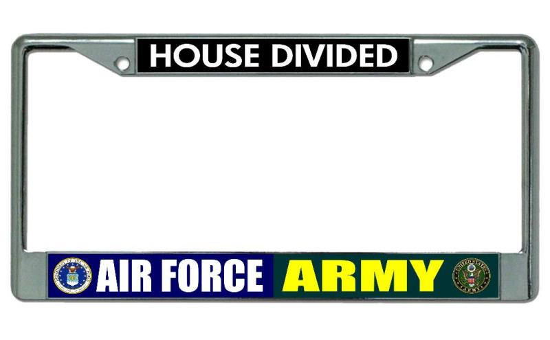 Air Force Army House Divided Chrome License Plate Frame