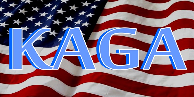 KAGA On American Flag Photo License Plate