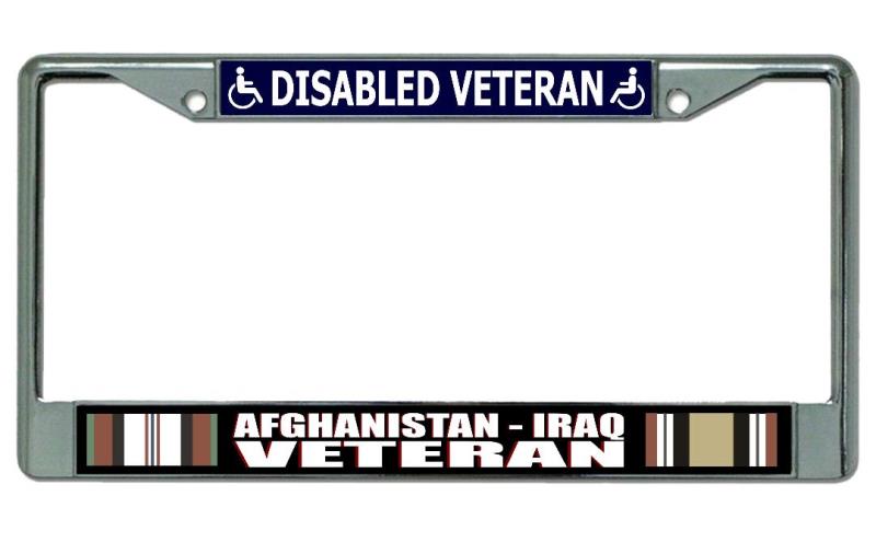 Afghanistan Iraq Disabled Veteran Chrome License Plate Frame