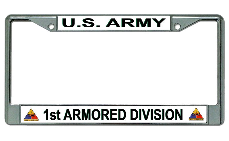 U.S. Army 1st Armored Division Chrome License Plate Frame