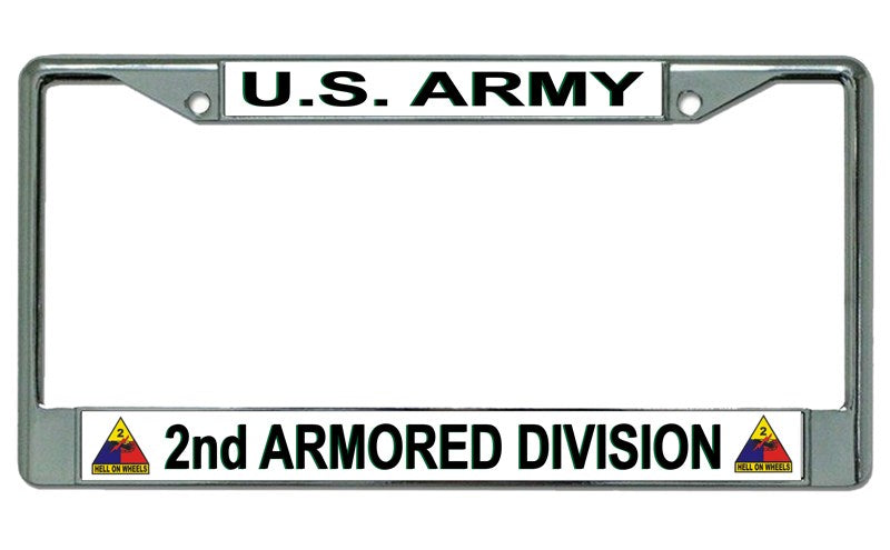 U.S. Army 2nd Armored Division Chrome License Plate Frame